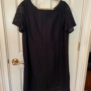 Talbots Navy Eyelet Dress